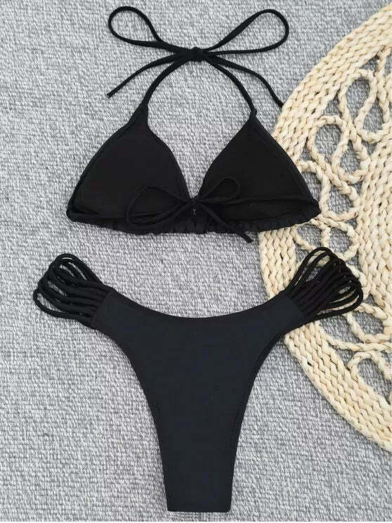 Y2K Floral Applique Halter Swimsuit - Coquette Aesthetic Beachwear Y2K Floral Applique Halter Swimsuit - Coquette Aesthetic Beachwear