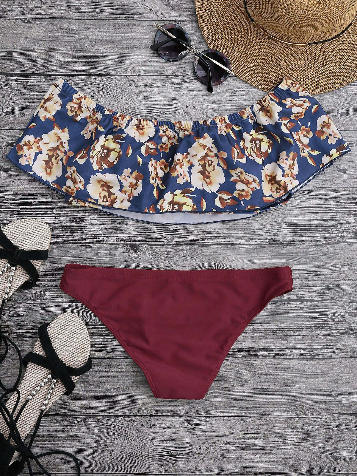 Y2K Floral Bikini: Off The Shoulder Overlay for Coquette Aesthetic and Grunge Style Y2K Floral Bikini: Off The Shoulder Overlay for Coquette Aesthetic and Grunge Style