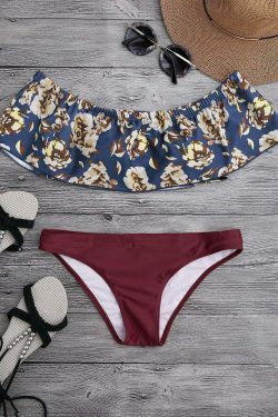 Y2K Floral Bikini: Off The Shoulder Overlay for Coquette Aesthetic and Grunge Style