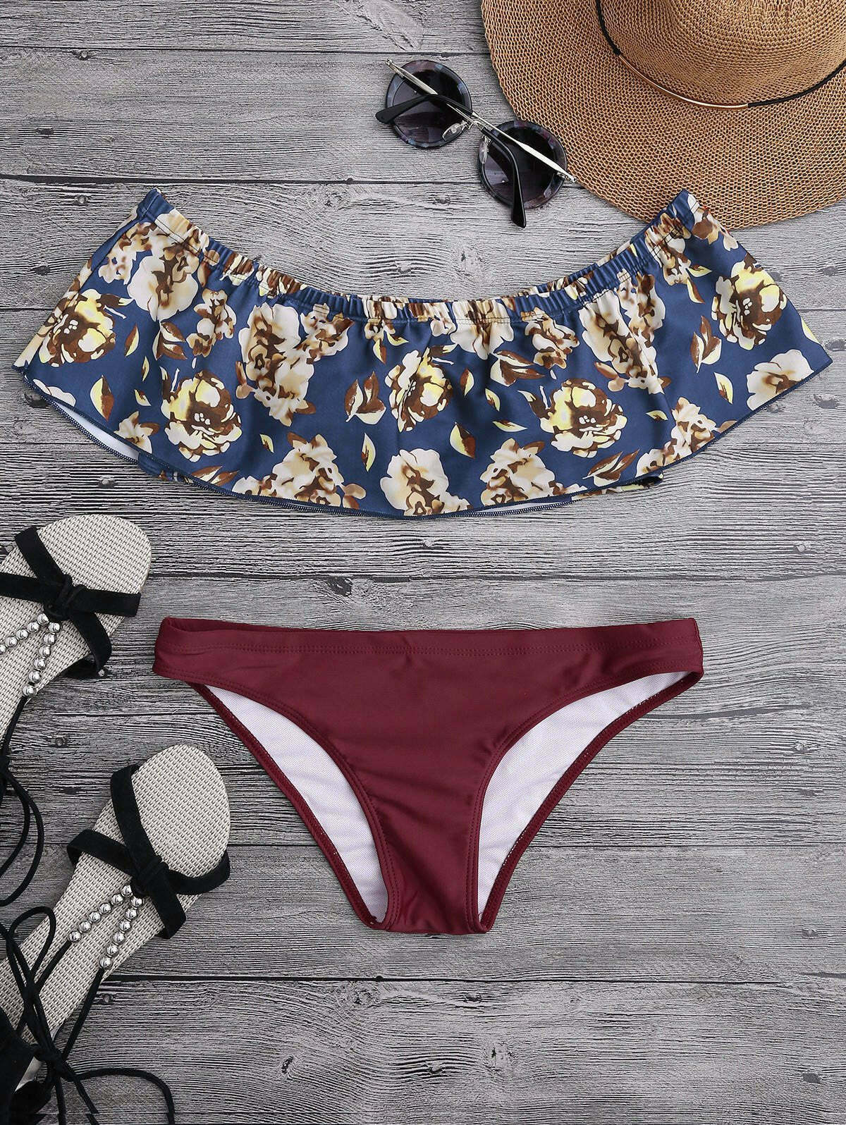 Y2K Floral Bikini: Off The Shoulder Overlay for Coquette Aesthetic and Grunge Style Y2K Floral Bikini: Off The Shoulder Overlay for Coquette Aesthetic and Grunge Style