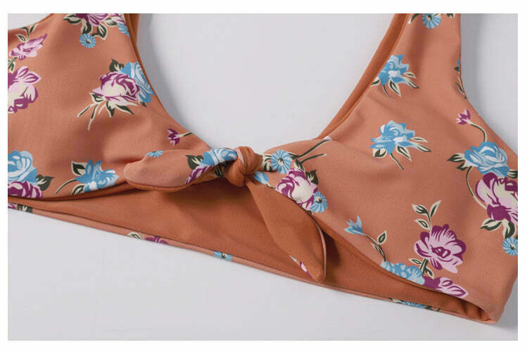 Y2K Floral Braided Bikini Set with Front Knot - Coquette Aesthetic Swimwear Y2K Floral Braided Bikini Set with Front Knot - Coquette Aesthetic Swimwear