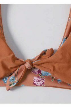 Y2K Floral Braided Bikini Set with Front Knot - Coquette Aesthetic Swimwear
