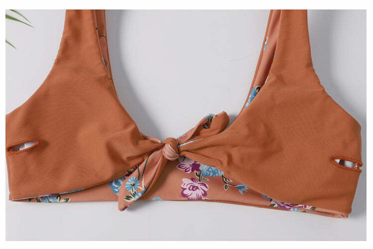 Y2K Floral Braided Bikini Set with Front Knot - Coquette Aesthetic Swimwear Y2K Floral Braided Bikini Set with Front Knot - Coquette Aesthetic Swimwear