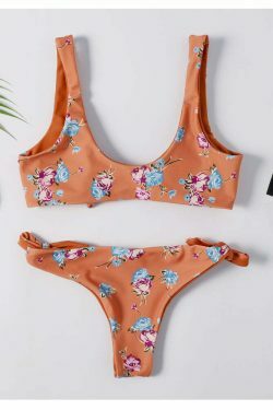 Y2K Floral Braided Bikini Set with Front Knot - Coquette Aesthetic Swimwear