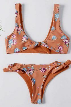 Y2K Floral Braided Bikini Set with Front Knot - Coquette Aesthetic Swimwear