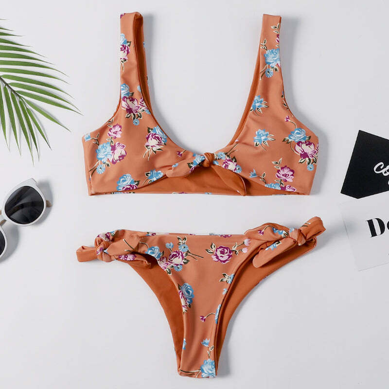 Y2K Floral Braided Bikini Set with Front Knot - Coquette Aesthetic Swimwear Y2K Floral Braided Bikini Set with Front Knot - Coquette Aesthetic Swimwear