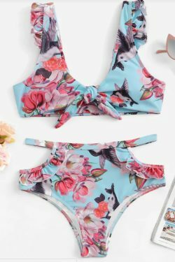 Y2K Floral Knot Bikini - Coquette Aesthetic Swimwear for Women