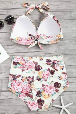 Y2K Floral Ruched High Waist Bikini Set - Trendy Women's Fashion Swimwear
