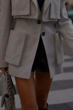 Y2K French Jacket with Large Pockets - Coquette Aesthetic Grunge Style - Cute Tops & Cargo Skirt