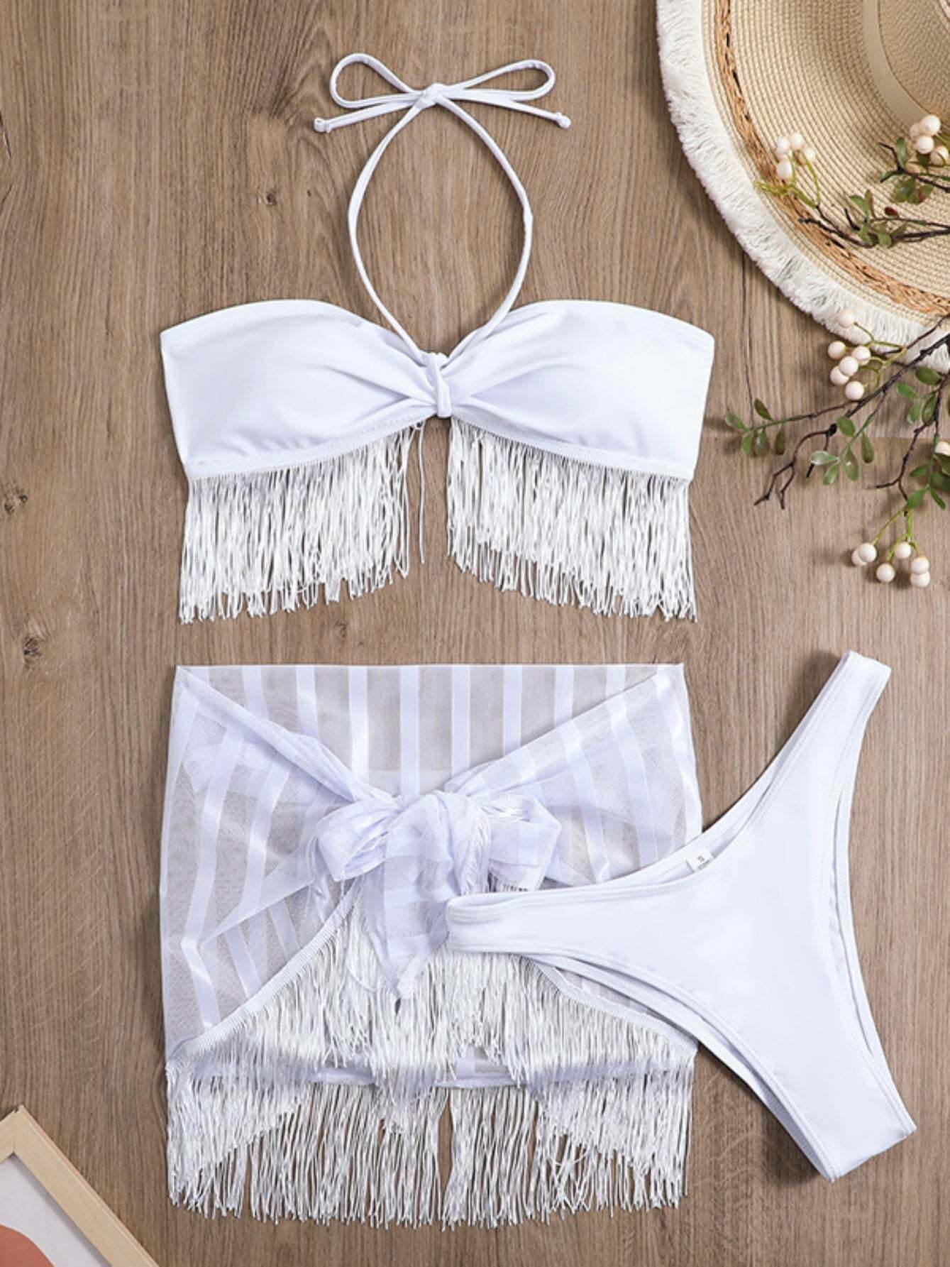 Y2K Fringe Tube Top Mesh Bikini Set - Coquette Aesthetic Swimwear Y2K Fringe Tube Top Mesh Bikini Set - Coquette Aesthetic Swimwear