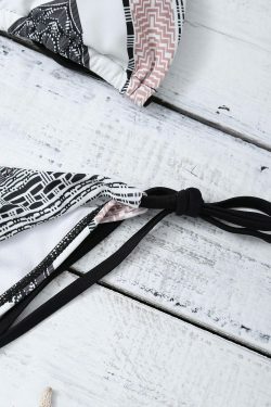 Y2K Geometric Halter Bikini Set with Tie Side Detail