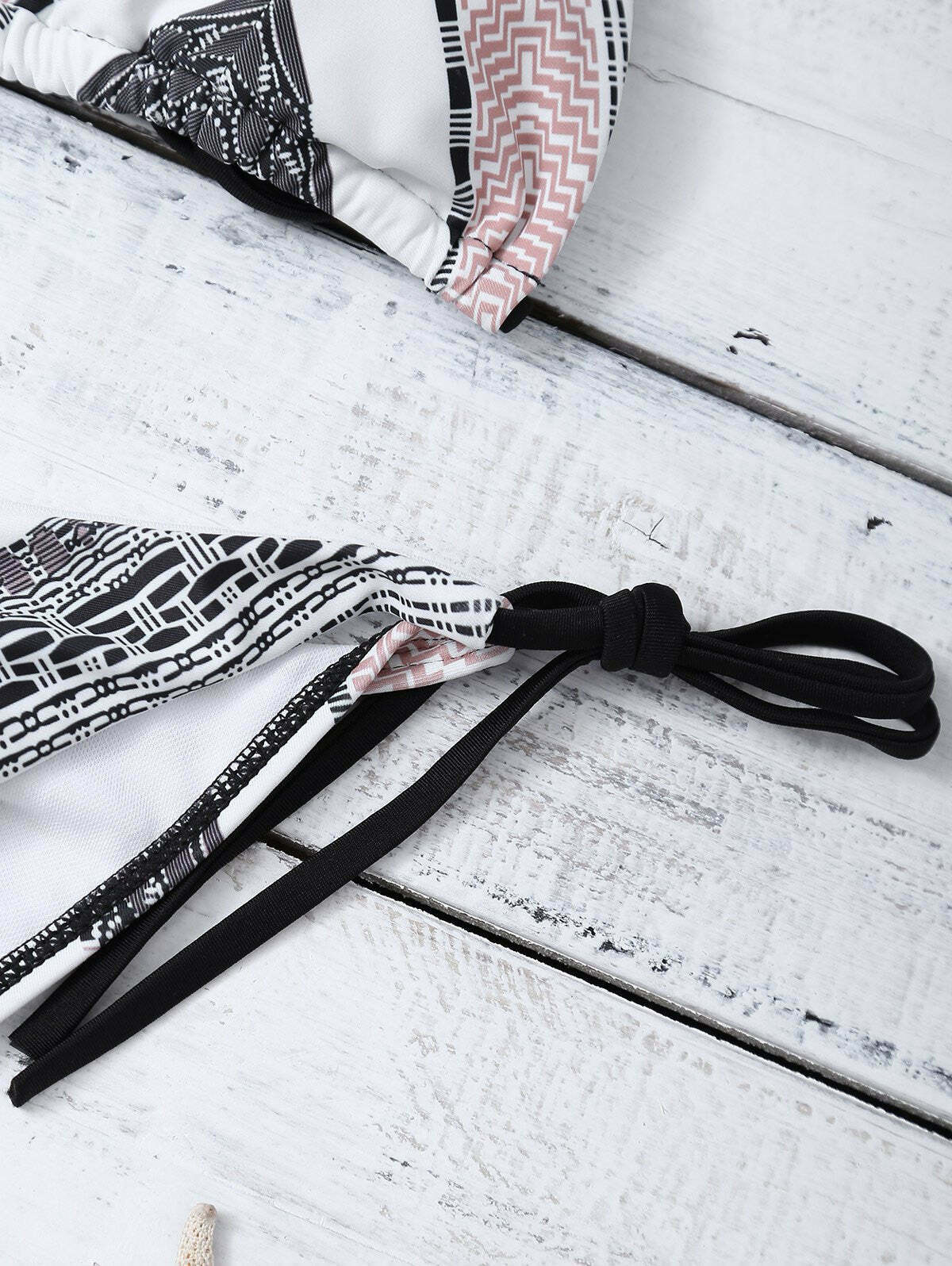 Y2K Geometric Halter Bikini Set with Tie Side Detail Y2K Geometric Halter Bikini Set with Tie Side Detail