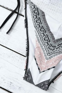 Y2K Geometric Halter Bikini Set with Tie Side Detail