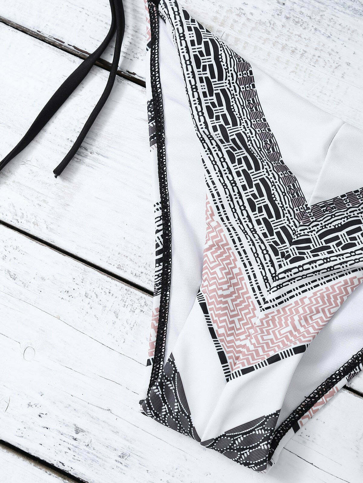 Y2K Geometric Halter Bikini Set with Tie Side Detail Y2K Geometric Halter Bikini Set with Tie Side Detail