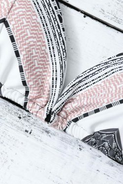 Y2K Geometric Halter Bikini Set with Tie Side Detail