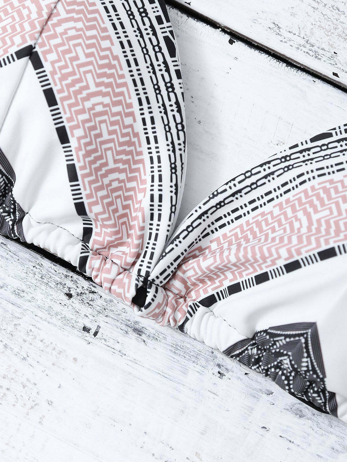 Y2K Geometric Halter Bikini Set with Tie Side Detail Y2K Geometric Halter Bikini Set with Tie Side Detail