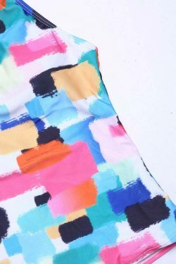 Y2K Geometric Halter Tankini - Coquette Aesthetic, Grunge Style, Pastel Goth, Cute Tops