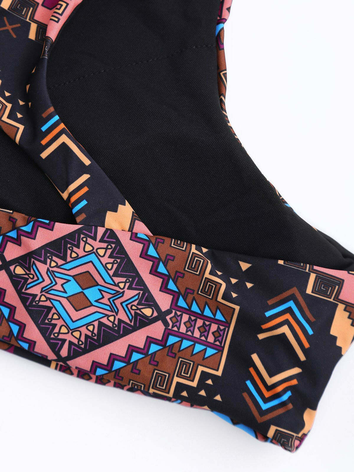 Y2K Geometric Print High Neck Cut Out Bikini Set - Retro Aesthetic Swimwear for Women Y2K Geometric Print High Neck Cut Out Bikini Set - Retro Aesthetic Swimwear for Women