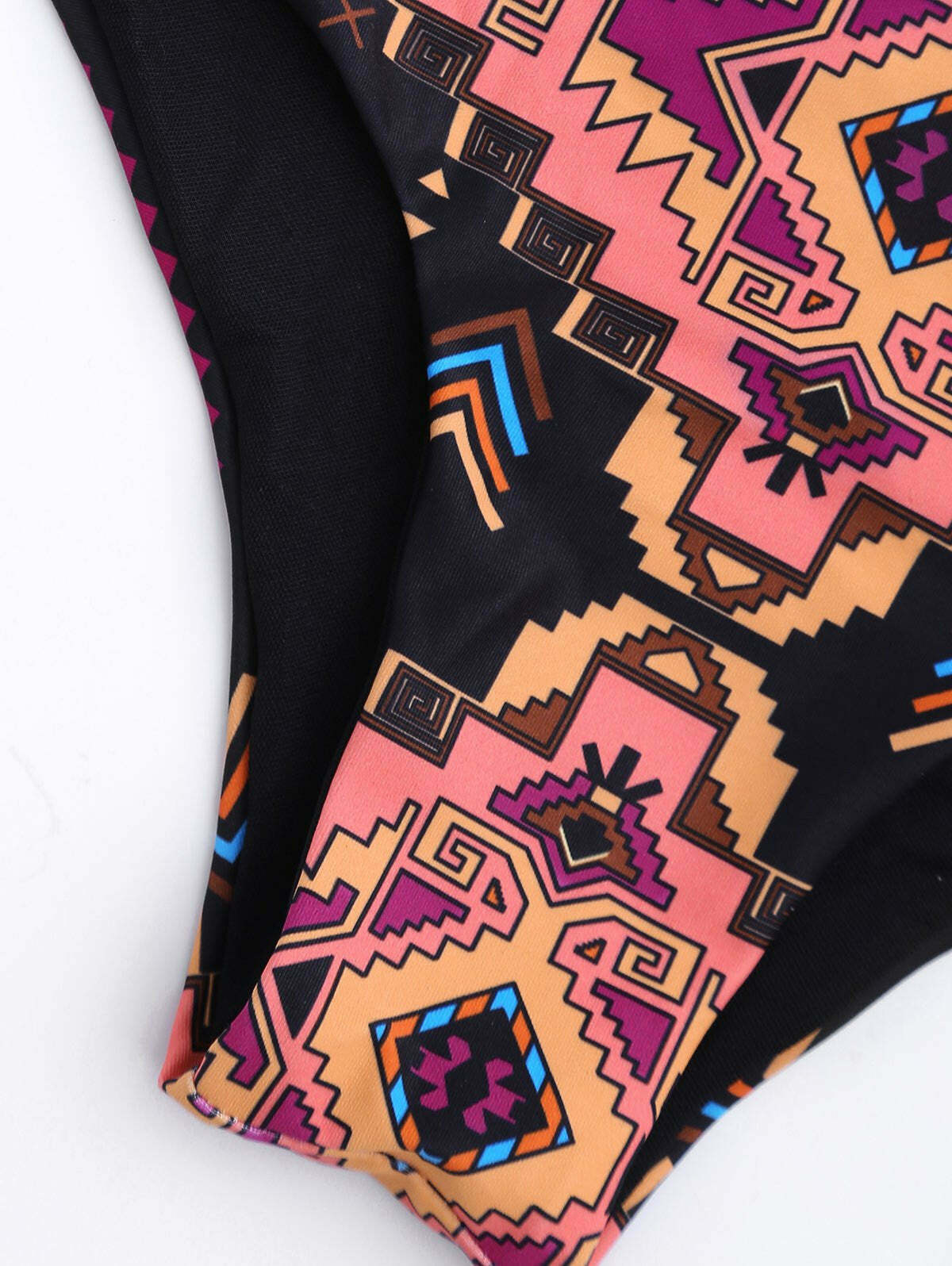 Y2K Geometric Print High Neck Cut Out Bikini Set - Retro Aesthetic Swimwear for Women Y2K Geometric Print High Neck Cut Out Bikini Set - Retro Aesthetic Swimwear for Women