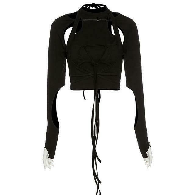 Y2K Gothic Crop Top Set: Punk Rock Aesthetic Shirt for Women - Coquette Style, Grunge Fashion Y2K Gothic Crop Top Set: Punk Rock Aesthetic Shirt for Women - Coquette Style, Grunge Fashion