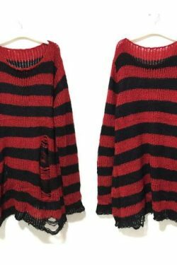 Y2K Gothic Punk Long Sweater: Coquette Aesthetic Grunge Style, Cute Tops, Pastel Goth, Cargo Skirt