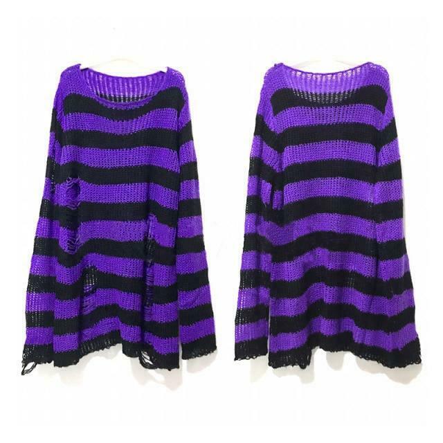 Y2K Gothic Punk Long Sweater: Coquette Aesthetic Grunge Style, Cute Tops, Pastel Goth, Cargo Skirt