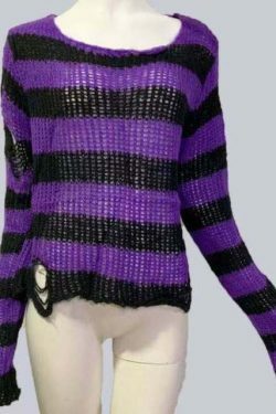 Y2K Gothic Punk Long Sweater: Coquette Aesthetic Grunge Style, Cute Tops, Pastel Goth, Cargo Skirt