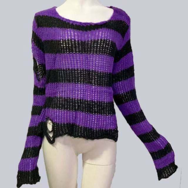 Y2K Gothic Punk Long Sweater: Coquette Aesthetic Grunge Style, Cute Tops, Pastel Goth, Cargo Skirt