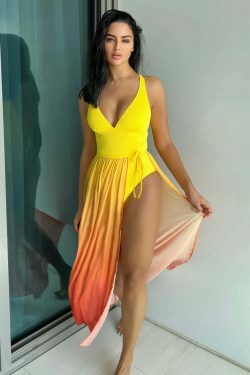 Y2K Gradient Bikini: Sexy One-Piece & Two-Piece Swimsuit Set for Women's Fashion