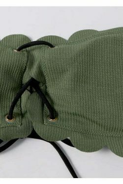 Y2K Green Bandeau Bikini Set with Lace-Up Detail - Coquette Aesthetic Swimwear for Women