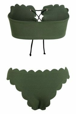 Y2K Green Bandeau Bikini Set with Lace-Up Detail - Coquette Aesthetic Swimwear for Women