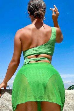 Y2K Green Mesh Bikini Set - Coquette Aesthetic Swimwear for Women