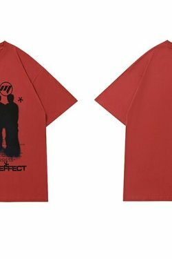 Y2K Grunge Silhouette Graphic Tee - Vintage Aesthetic Shirt for Women