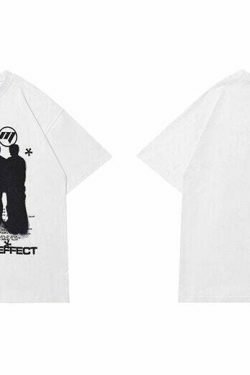 Y2K Grunge Silhouette Graphic Tee - Vintage Aesthetic Shirt for Women