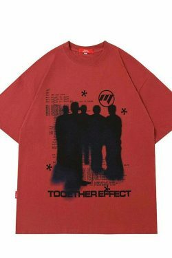 Y2K Grunge Silhouette Graphic Tee - Vintage Aesthetic Shirt for Women