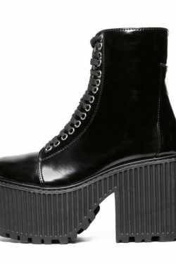 Y2K Grunge Style Black Moto Boots - Coquette Aesthetic Fashion Statement