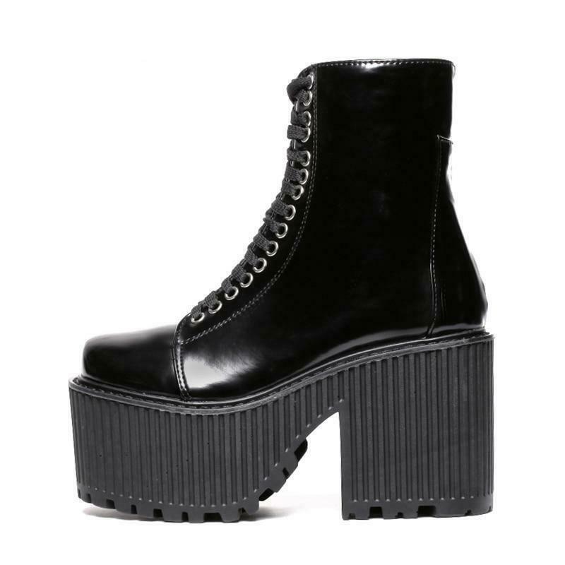 Y2K Grunge Style Black Moto Boots - Coquette Aesthetic Fashion Statement