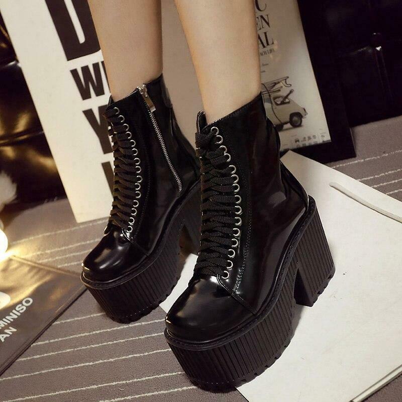 Y2K Grunge Style Black Moto Boots - Coquette Aesthetic Fashion Statement