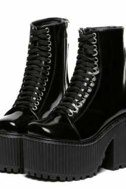 Y2K Grunge Style Black Moto Boots - Coquette Aesthetic Fashion Statement