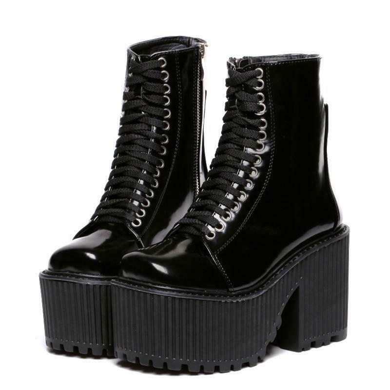 Y2K Grunge Style Black Moto Boots - Coquette Aesthetic Fashion Statement