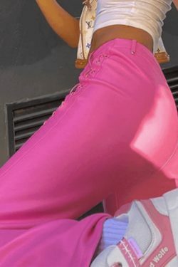 Y2K Grunge Style Cut-Out Lace Up Leather Pants for Women - Coquette Aesthetic Fashion