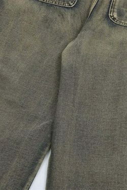 Y2K Grunge Style Dirty Wash Cargo Jeans with Multiple Pockets