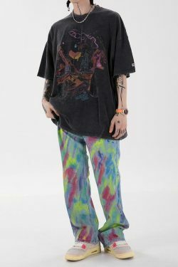 Y2K Grunge Style Oversize Tee in 'Destruction' Wash - Coquette Aesthetic Top for Women