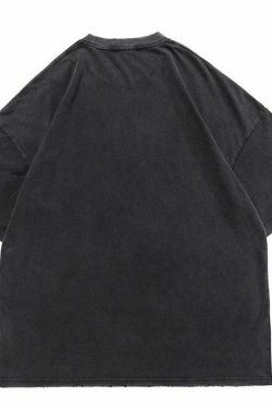 Y2K Grunge Style Oversize Tee in 'Destruction' Wash - Coquette Aesthetic Top for Women