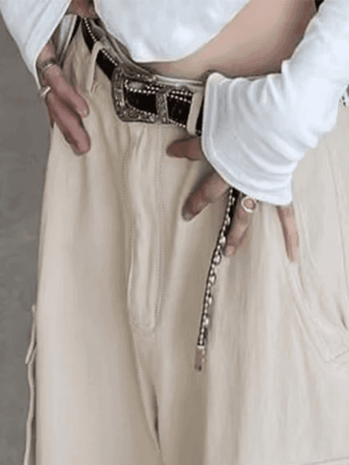 Y2K Grunge Style Patch Pocket Punk Cargo Pants for Women - Coquette Aesthetic Fashion