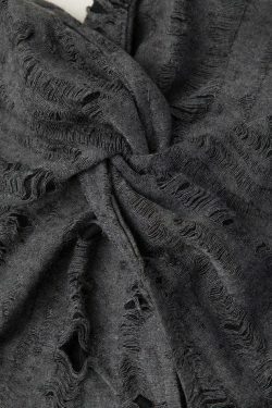 Y2K Grunge Twist Halter Top with Distressed Detail - Vintage Aesthetic Fashion