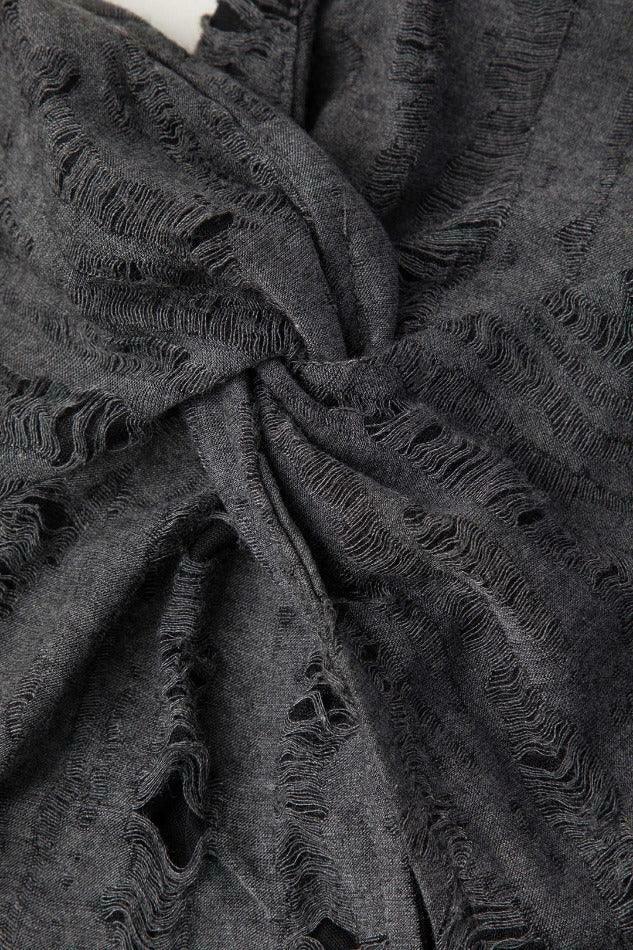 Y2K Grunge Twist Halter Top with Distressed Detail - Vintage Aesthetic Fashion