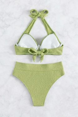 Y2K Halter High Waist Bikini: Coquette Aesthetic Swimwear for Women - Retro Style for Beach and Pool