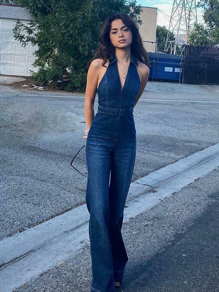 Y2K Halter Neck Denim Jumpsuit: Coquette Aesthetic Grunge Style Cargo Skirt Outfit Y2K Halter Neck Denim Jumpsuit: Coquette Aesthetic Grunge Style Cargo Skirt Outfit