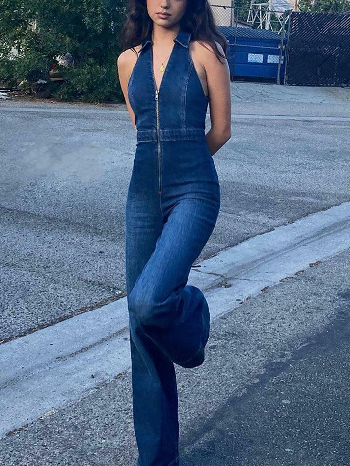 Y2K Halter Neck Denim Jumpsuit: Coquette Aesthetic Grunge Style Cargo Skirt Outfit Y2K Halter Neck Denim Jumpsuit: Coquette Aesthetic Grunge Style Cargo Skirt Outfit